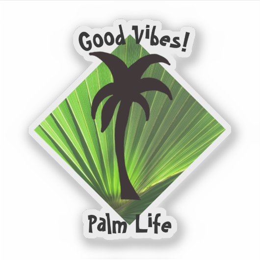 Palm Life Goede Vibes Groene Palm Sticker (Voorkant)