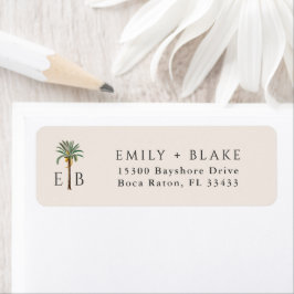 Palm Logo Tropical Monogram Personalized Etiket