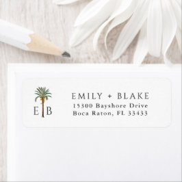 Palm Logo Tropical Monogram Personalized Etiket