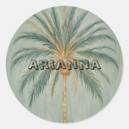 Palm Majesty: Eenpersoons palmboom ontwerp Ronde Sticker