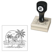 Palm met zon Ex libris Rubber Stamp Rubberstempel (Gestempeld)