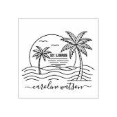 Palm met zon  Ex libris  Rubberen stempel (Afrduk)