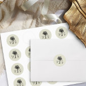  palm monogram bruiloft ronde sticker