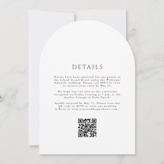 Palm Monogram Elegant Arch Tropical Wedding QRCode Kaart (Achterkant)