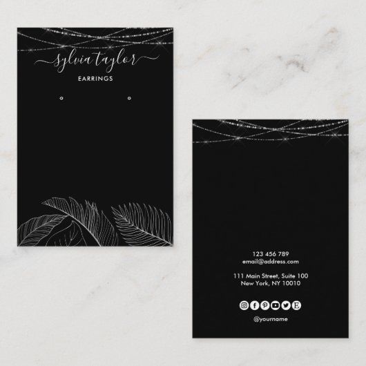 Palm Monstera Leaf Earring lijst display voeg logo Visitekaartje (Voorkant / Achterkant)