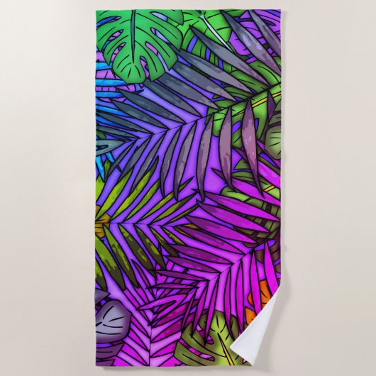 Palm & Monstera Leaves Miami Strandlaken (Voorkant)