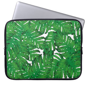 Palm Monstera naadloos patroon. White Green Tropic Laptop Sleeve