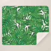 Palm Monstera Seamless Pattern. White Green Tropic Sherpa Deken (Voorkant (horizontaal))