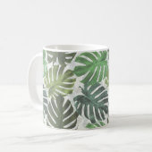 Palm monstera tropische bladeren koffiemok (Voorkant links)