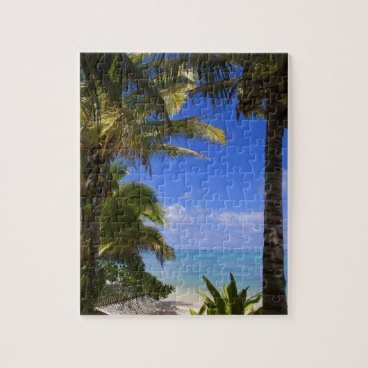 Palm omzoomd strand Cook Eilanden 2 Legpuzzel (Verticaal)