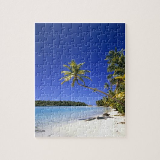 Palm omzoomd strand Cook Eilanden Legpuzzel (Verticaal)