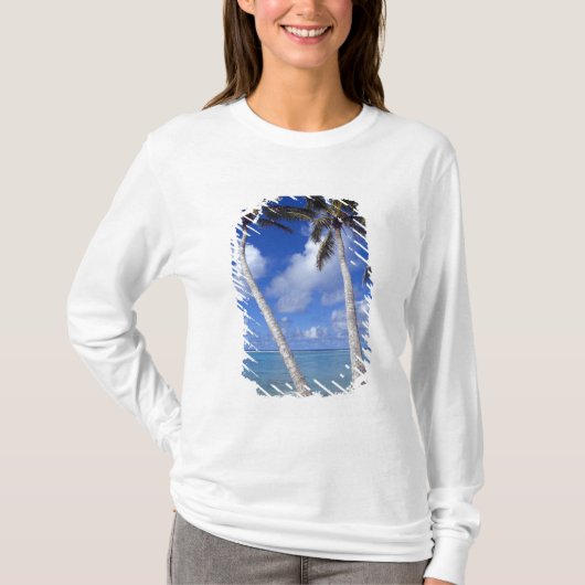 Palm omzoomd strand Cook Eilanden T-shirt (Voorkant)