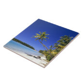 Palm omzoomd strand Cook Eilanden Tegeltje (Zijkant)