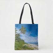 Palm-omzoomde Kolovai-strand Tote Bag (Voorkant)