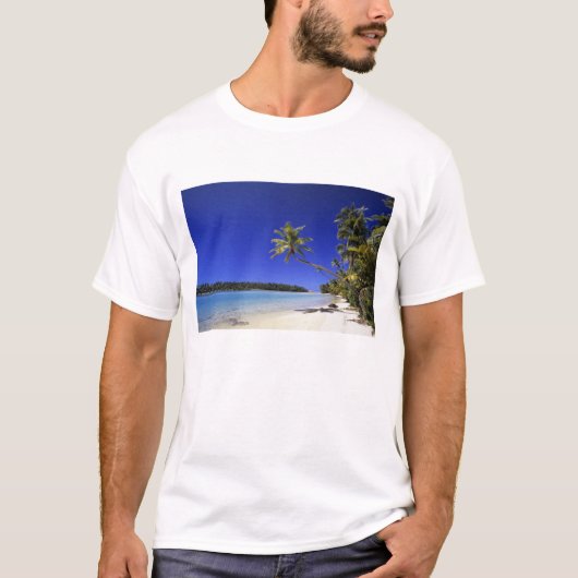 Palm omzoomde strand Cook Eilanden 5 T-shirt (Voorkant)