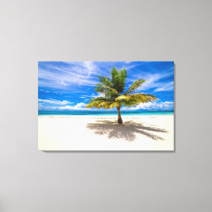 Palm op White Sand Beach Canvas Afdruk