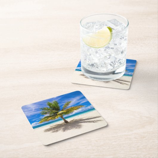 Palm op White Sand Beach Kartonnen Onderzetters (Insitu)