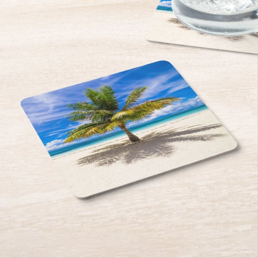Palm op White Sand Beach Kartonnen Onderzetters (Schuin)