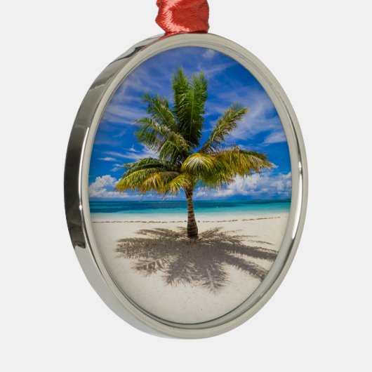 Palm op White Sand Beach Metalen Ornament (Rechts)
