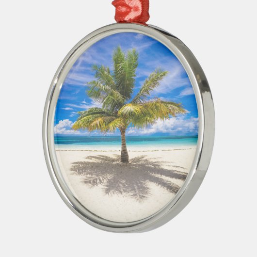 Palm op White Sand Beach Metalen Ornament (Links)