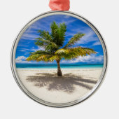 Palm op White Sand Beach Metalen Ornament (Voorkant)
