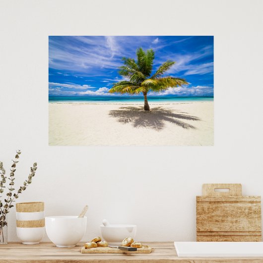 Palm op White Sand Beach Poster (Keuken)