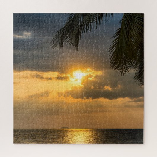 Palm op zonsondergang legpuzzel (Verticaal)