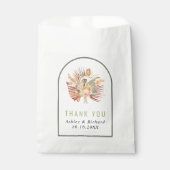 Palm, pampasgras groene boog Dank je bruiloft Bedankzakje (Voorkant)