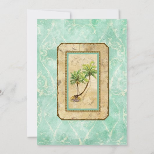 Palm Paradise - Aqua bruiloft uitnodiging (Achterkant)