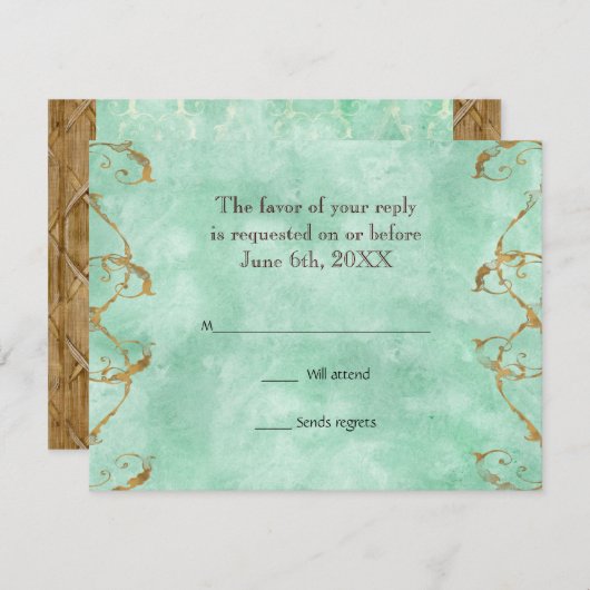 Palm Paradise - Aqua RSVP Respons Kaarten (Voorkant / Achterkant)