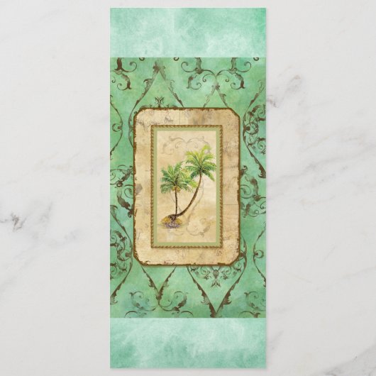 Palm Paradise - Blauw Groen Huwelijksprogramma Kaa Programmakaart (Achterkant)