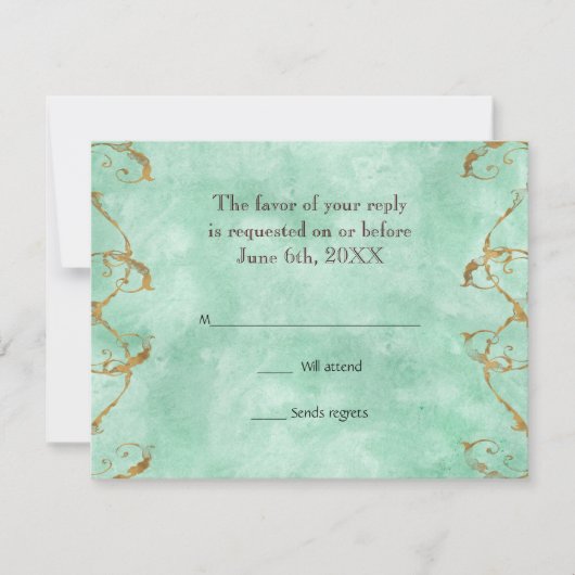 Palm Paradise - Blauw Groen RSVP Respons Kaarten (Voorkant)