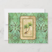 Palm Paradise - Blauw Groen RSVP Respons Kaarten (Achterkant)