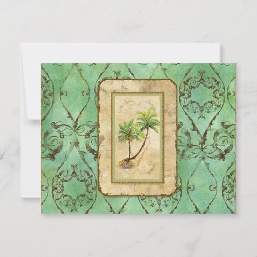 Palm Paradise - Blauw Groen RSVP Respons Kaarten (Achterkant)