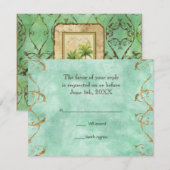 Palm Paradise - Blauw Groen RSVP Respons Kaarten (Voorkant / Achterkant)