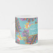 Palm Paradise Blauwgroen Matglas Koffiemok (Voorkant links)