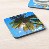 Palm Paradise Blue Sky Sunshine Bier Onderzetter (Linkerzijde)