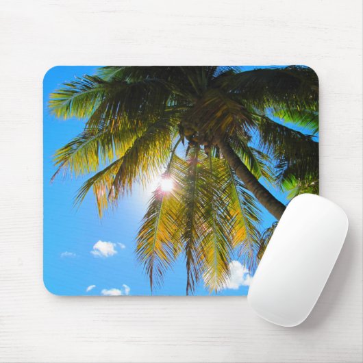 Palm Paradise Blue Sky Sunshine Muismat (Met muis)