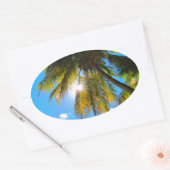 Palm Paradise Blue Sky Sunshine Ovale Sticker (Envelop)