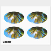 Palm Paradise Blue Sky Sunshine Ovale Sticker (Vel)
