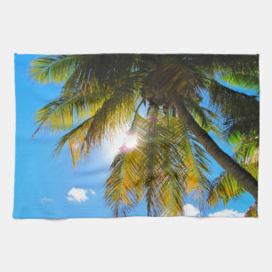Palm Paradise Blue Sky Sunshine Theedoek