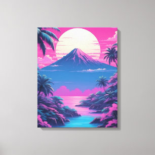 Palm Paradise: een rustige tropische zonsondergang Canvas Afdruk