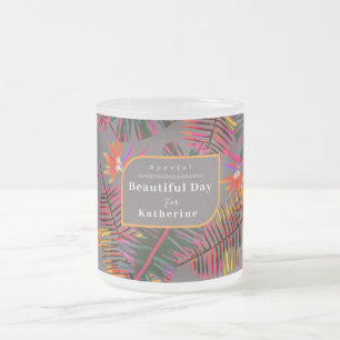 Palm Paradise Grey Matglas Koffiemok