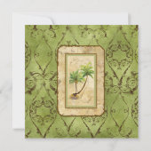 Palm Paradise - Groene bruiloft uitnodiging (Achterkant)