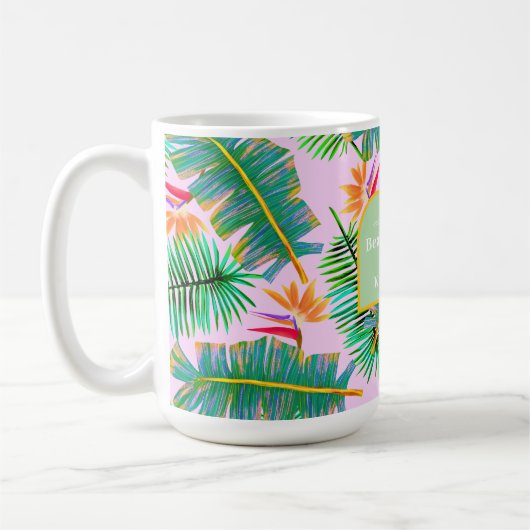 Palm Paradise Pink Koffiemok (Links)