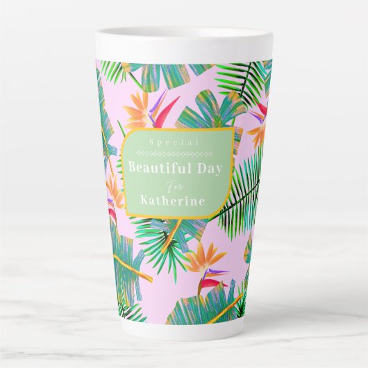 Palm Paradise Pink Latte Mok (Voorkant)