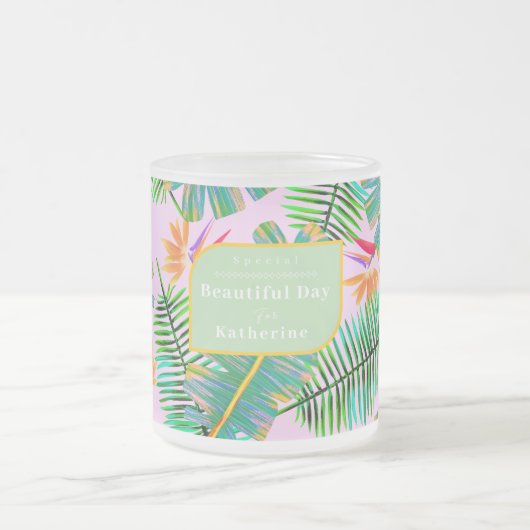 Palm Paradise Pink Matglas Koffiemok (Center)