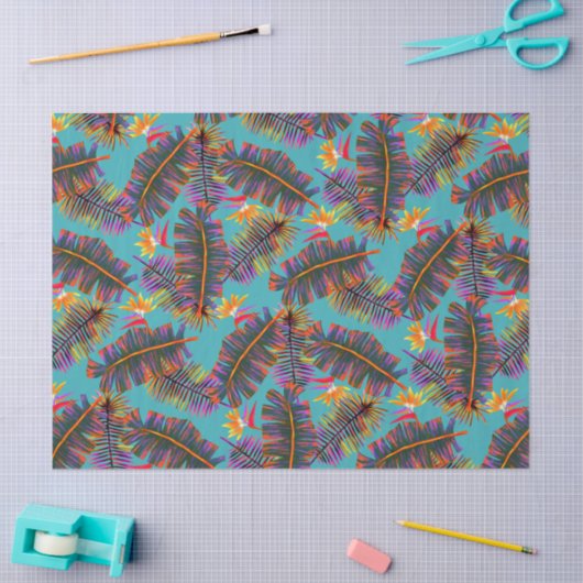 Palm Paradise Teal Tissuepapier (Craft)