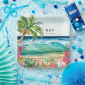 Palm Paradise Tropical Beach Wedding, Shower, Luau Papieren Bordje (Feest)
