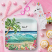 Palm Paradise Tropical Beach Wedding, Shower, Luau Papieren Bordje (Feest)